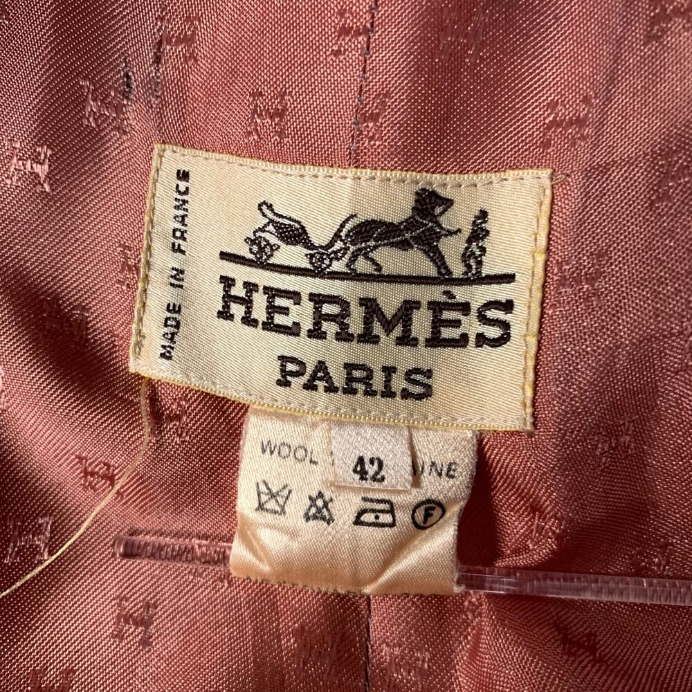HERMES Size 10 Tan Wool Twill Pencil Knee-Length Skirt - Picture 6 of 6
